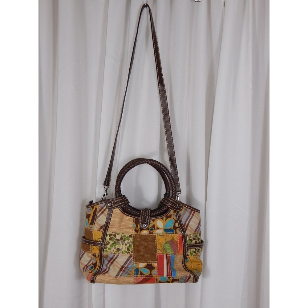 Fossil Multicolor Floral Patchwork Boho Satchel P… - image 3